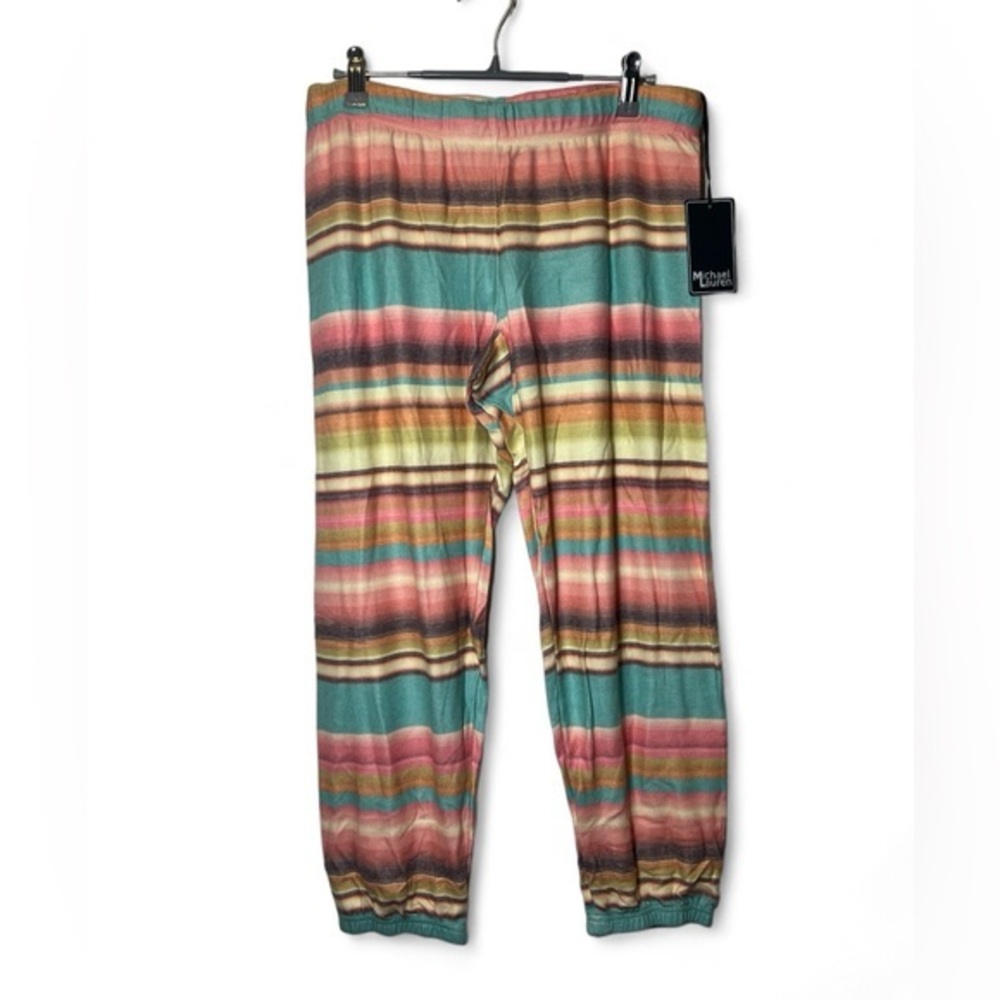 Michael Lauren Women M Striped Cropped Crop Jogger Lounge Drawstring Sweatpants